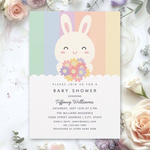 Cute Some Bunny is On The Way Girl Baby Shower Invitation