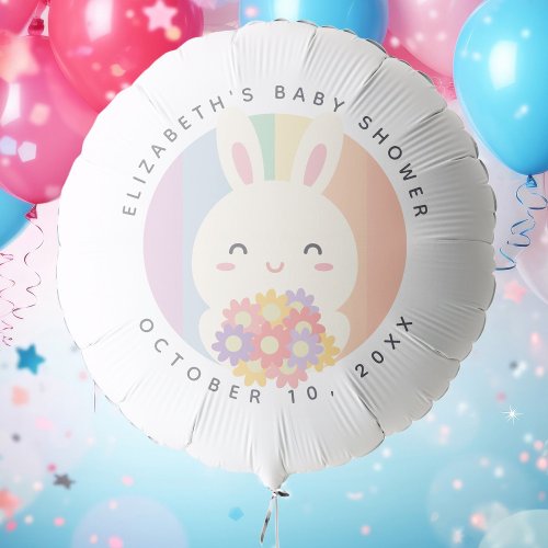 Cute Some Bunny is On The Way Rainbow Baby Shower Balloon