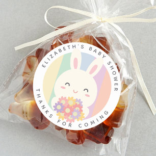 Cute Some Bunny is On The Way Rainbow Baby Shower Classic Round Sticker