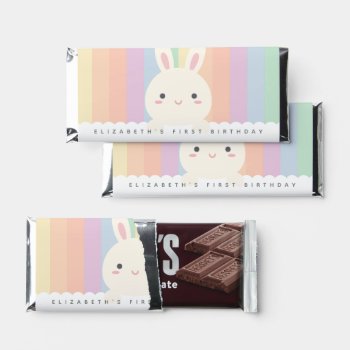 Cute Some Bunny Is One 1st Birthday Pastel Rainbow Hershey Bar Favors by littleteapotdesigns at Zazzle