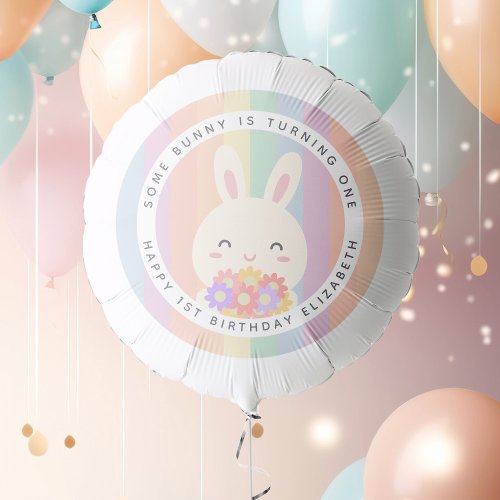 Cute Some Bunny is Turning One Rainbow Birthday Balloon