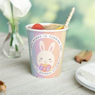Cute Some Bunny is Turning One Rainbow Birthday Paper Cups