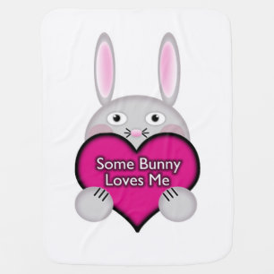 Cute Some Bunny Loves Me Heart Receiving Blanket