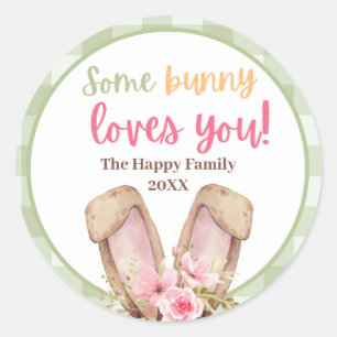 Cute Some Bunny Loves You Easter Classic Round Sticker