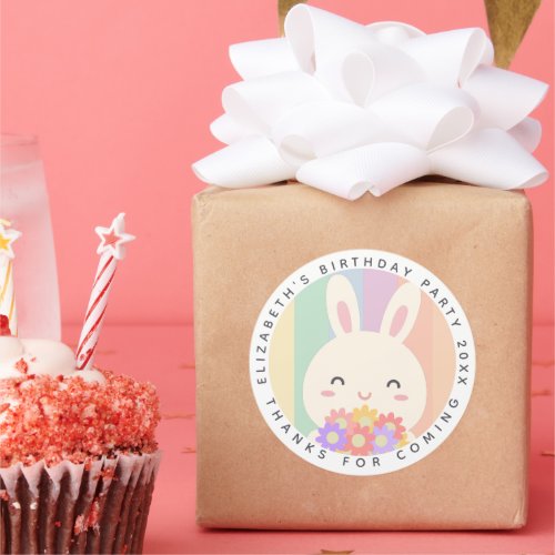 Cute Some Bunny Rainbow Birthday Thanks For Coming Classic Round Sticker