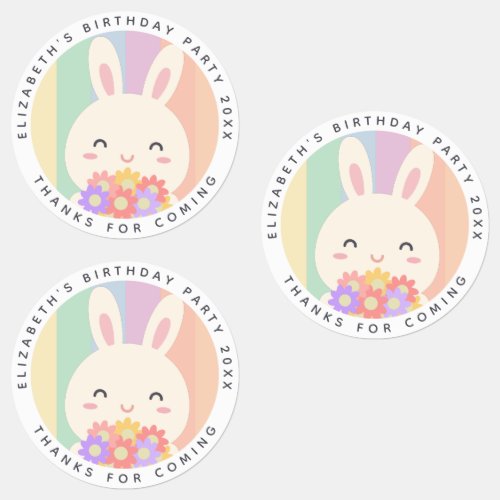 Cute Some Bunny Rainbow Birthday Thanks For Coming Labels