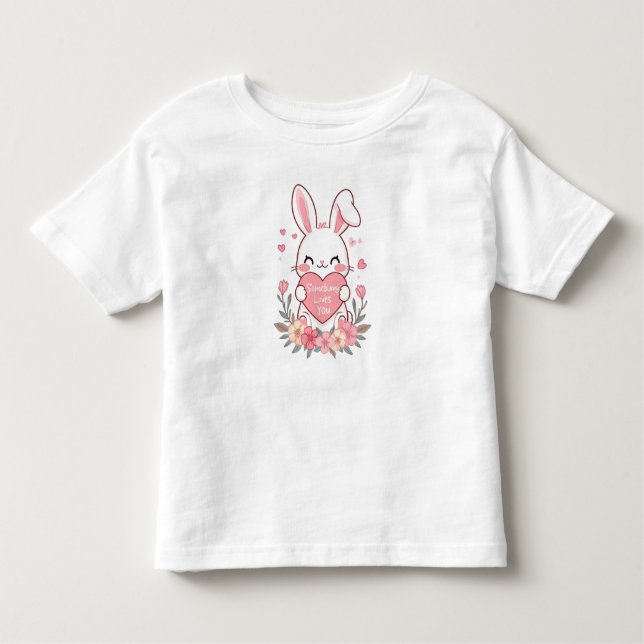 Cute "Somebunny Loves You" Pun Toddler T-shirt (Front)