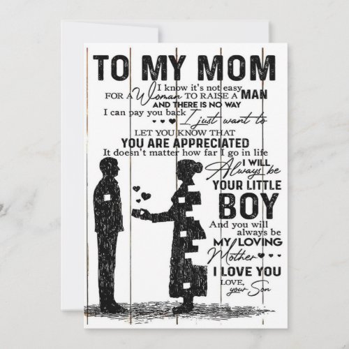 Cute Son To My Mom Gift  Lovely Family Gift Holiday Card