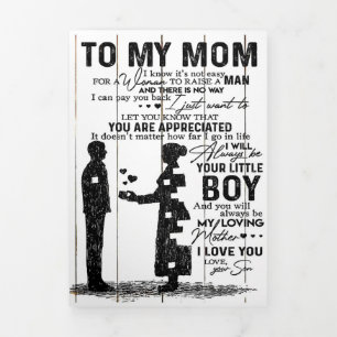 Cute Son To My Mom Gift   Lovely Family Gift Tri-Fold Announcement