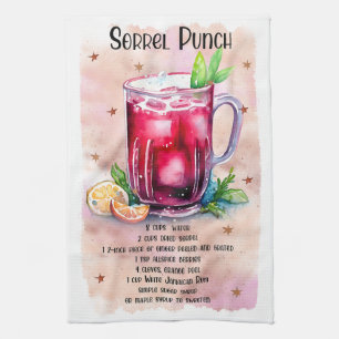 Cute Sorrel Punch Christmas Drink Recipe Kitchen Towel