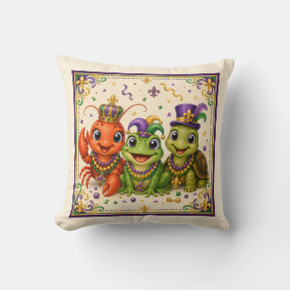 Cute Southern Bayou Animals Throw Pillow
