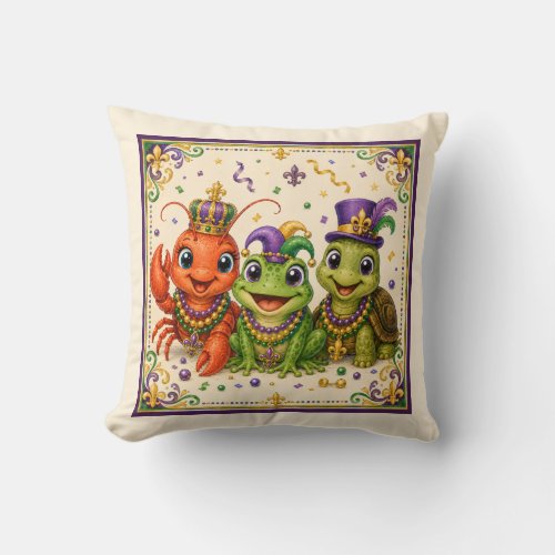 Cute Southern Bayou Animals Throw Pillow