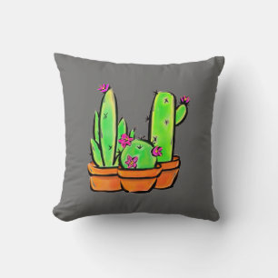 Cute southwest Cactus cacti succulents  Throw Pillow