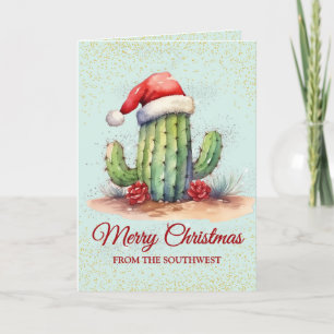 Cute Southwest Dessert Cactus Christmas Card
