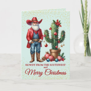 Cute Southwest Dessert Cowboy Christmas Card
