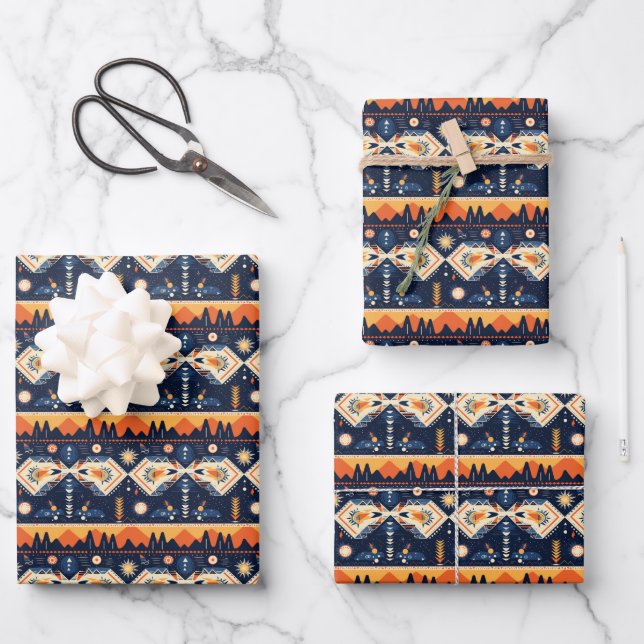 Cute Southwestern Boho tiled party  Wrapping Paper Sheets (Front)