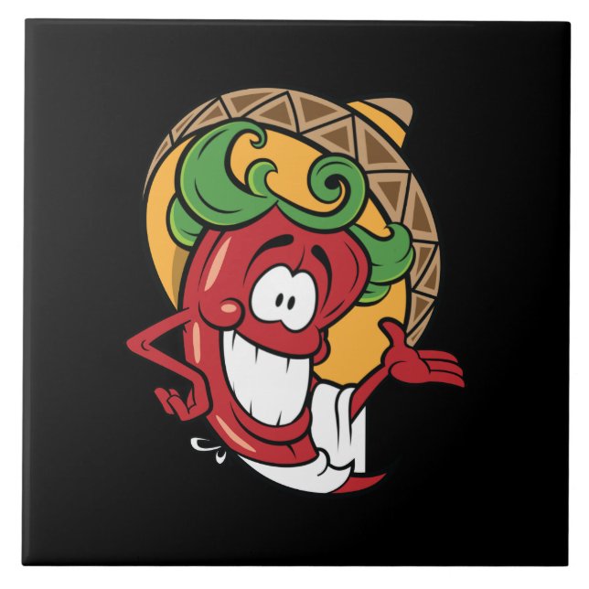 Cute Southwestern chili pepper decor Ceramic Tile (Front)