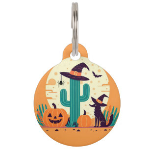 Cute, southwestern Halloween desert/cactus Pet ID Tag