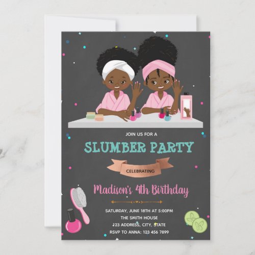 Cute spa african kids birthday invitation