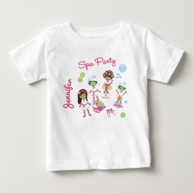 Cute Spa Beauty Treatment Party. Hair Stylist Baby T-Shirt (Front)