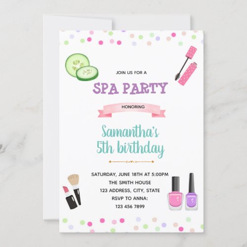 Cute spa birthday invitation