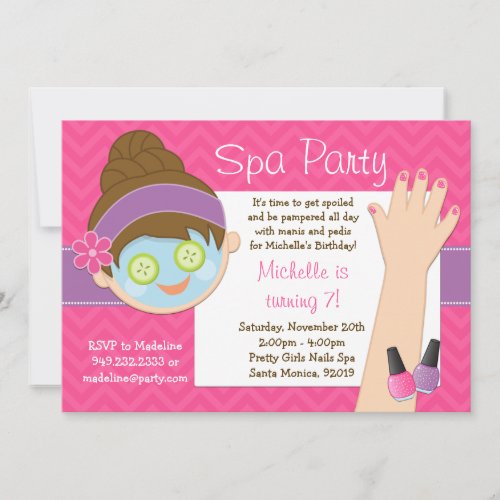 Cute Spa Birthday Party Invitation