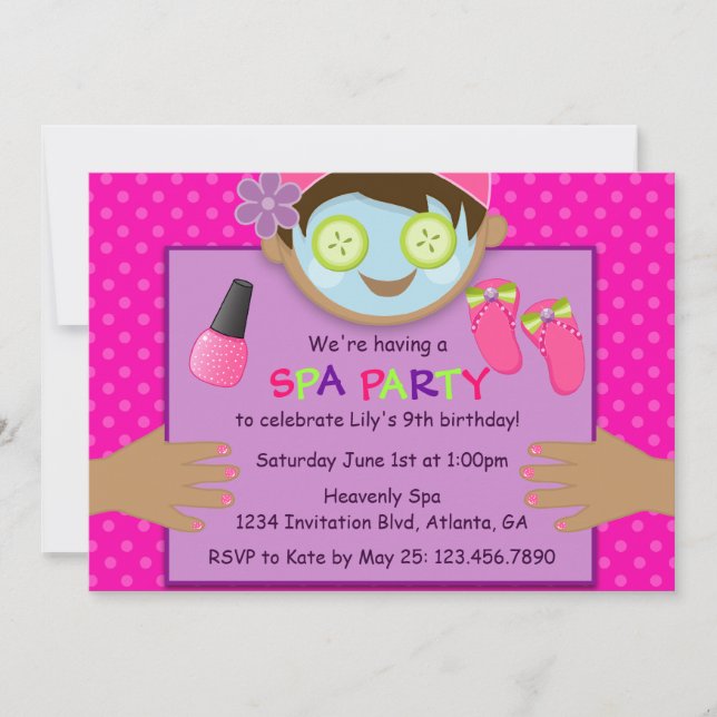 Cute Spa Birthday Party Invitation (Front)