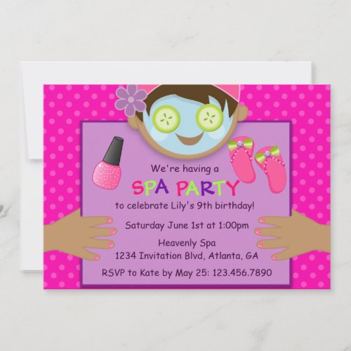 Cute Spa Birthday Party Personalized Invitation