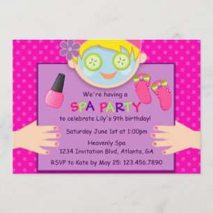 Cute Spa Birthday Party Invitation