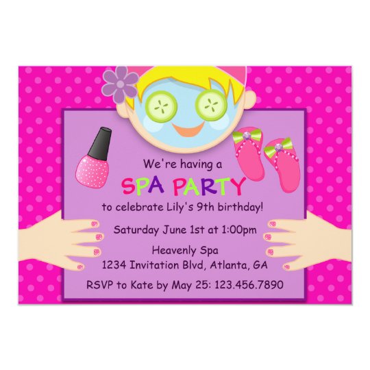 cute spa birthday party invitation zazzle com spa birthday party invitation template