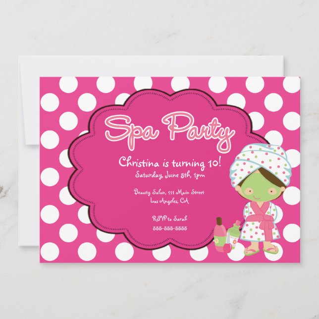 Cute Spa Day Birthday Party Invitation (Front)
