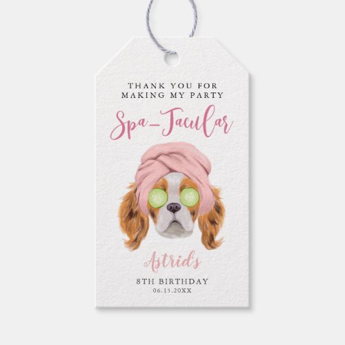 Cute Spa Dog Birthday Party Thank You Gift Tags