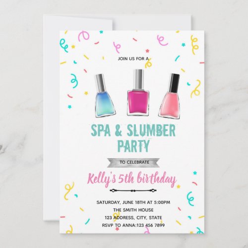 Cute spa manicure pedicure theme invitation