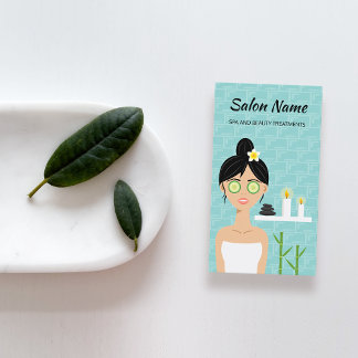 Cute Spa Woman Illustration - Spa And Beauty Salon Business Card