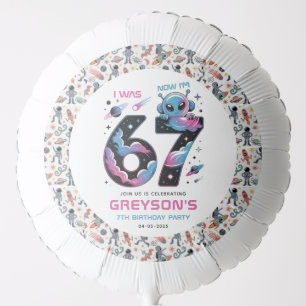 Cute Space 7th Birthday   Six & Seven Year Old Balloon