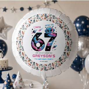 Cute Space 7th Birthday Six & Seven Year Old Balloon