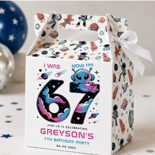 Cute Space 7th Birthday Six & Seven Year Old Favor Boxes