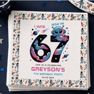 Cute Space 7th Birthday   Six & Seven Year Old Napkins
