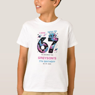 Cute Space 7th Birthday Six & Seven Year Old T-Shirt