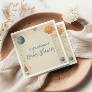 Cute Space Adventure Baby Shower Napkins