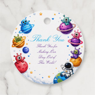 Cute Space Alien Baby Shower Favor Tag