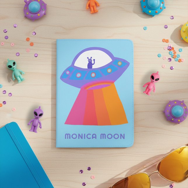 CUTE Space Aliens Martians UFO PERSONALIZED Passport Holder (CUTE Space Aliens Martians UFO PERSONALIZED Passport Holder Cover for Kids or Adults
)