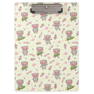 Cute Space Astronaut Bear Seamless Pattern Clipboard