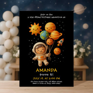 Cute Space Astronaut Birthday Card