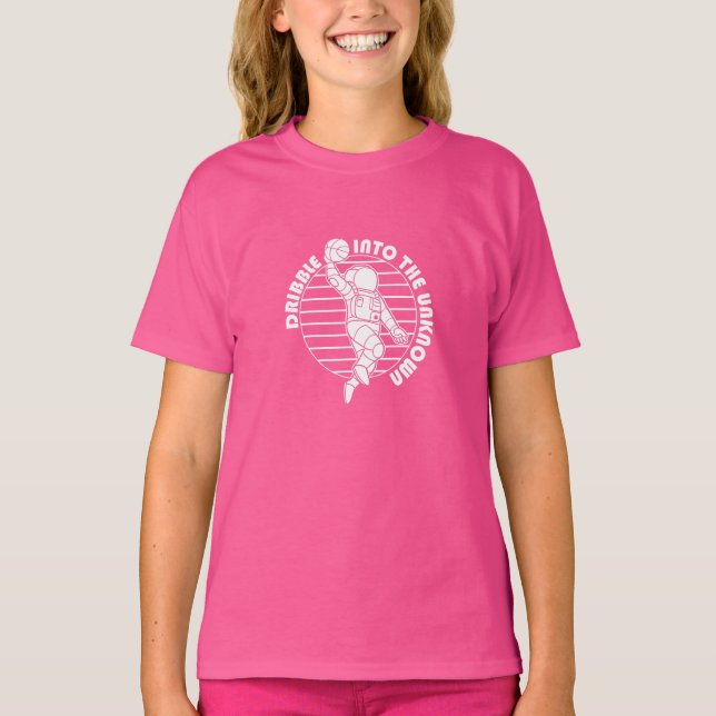 Cute Space Astronaut Playing Basketball  T-Shirt (Front)