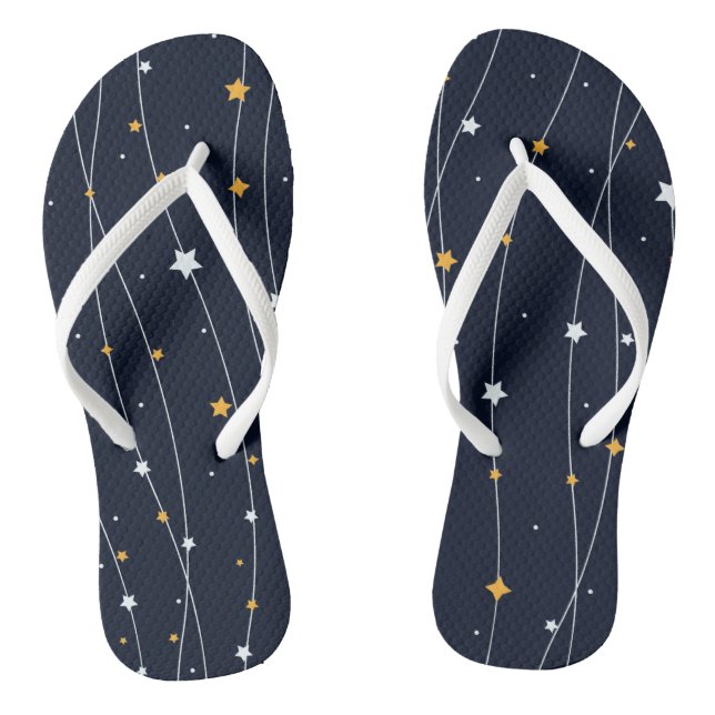 Cute Space Background With Shining Stars Pattern Flip Flops (Footbed)