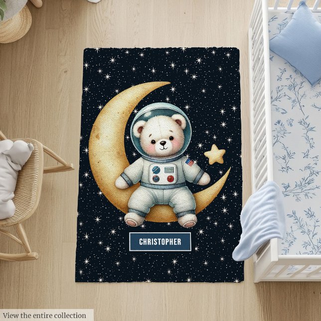 Cute Space Bear Astronaut Rug for Baby Boys Room (Cute Space Bear Astronaut Rug for Baby Boys Room)
