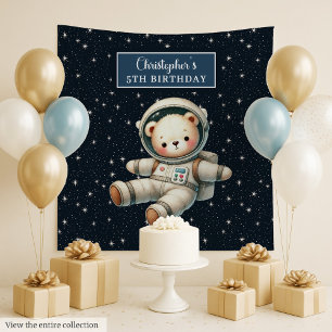 Cute Space Bear Tapestry for Boy Birthday Party
