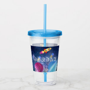 Cute Space Birthday personalized Acrylic Tumbler