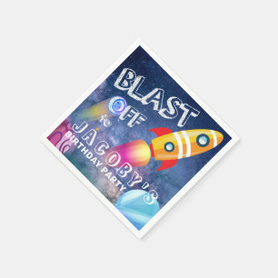 Cute Space Birthday Personalized Napkins